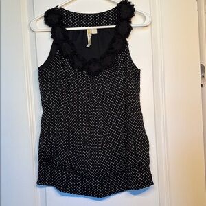 Adiva Black and White Polka Dot Sleeveless Blouse